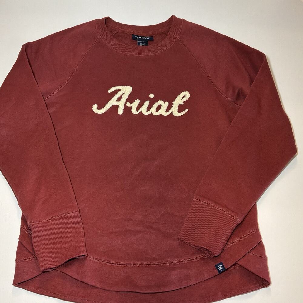 Ladies Ariat Small Crewneck Sweatshirt Embroidered Logo Western Pullover